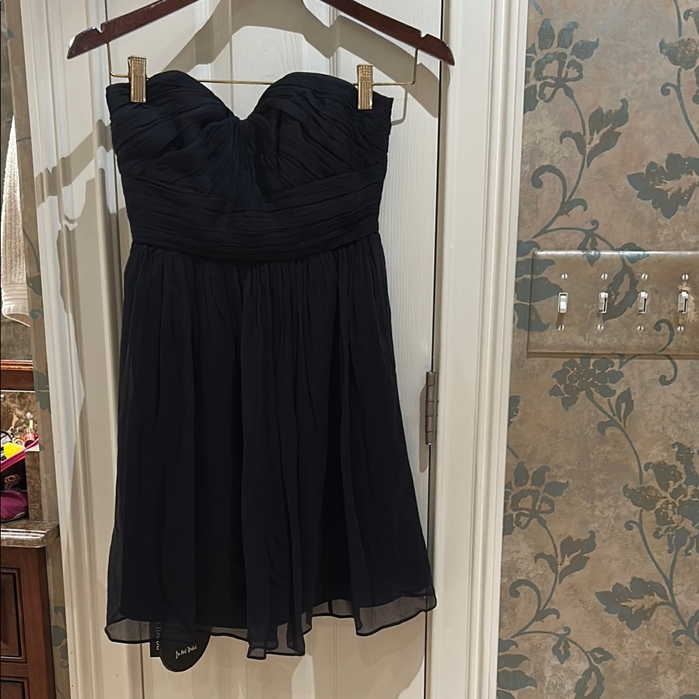 J. Crew Black Ruched Strapless Cocktail Dress